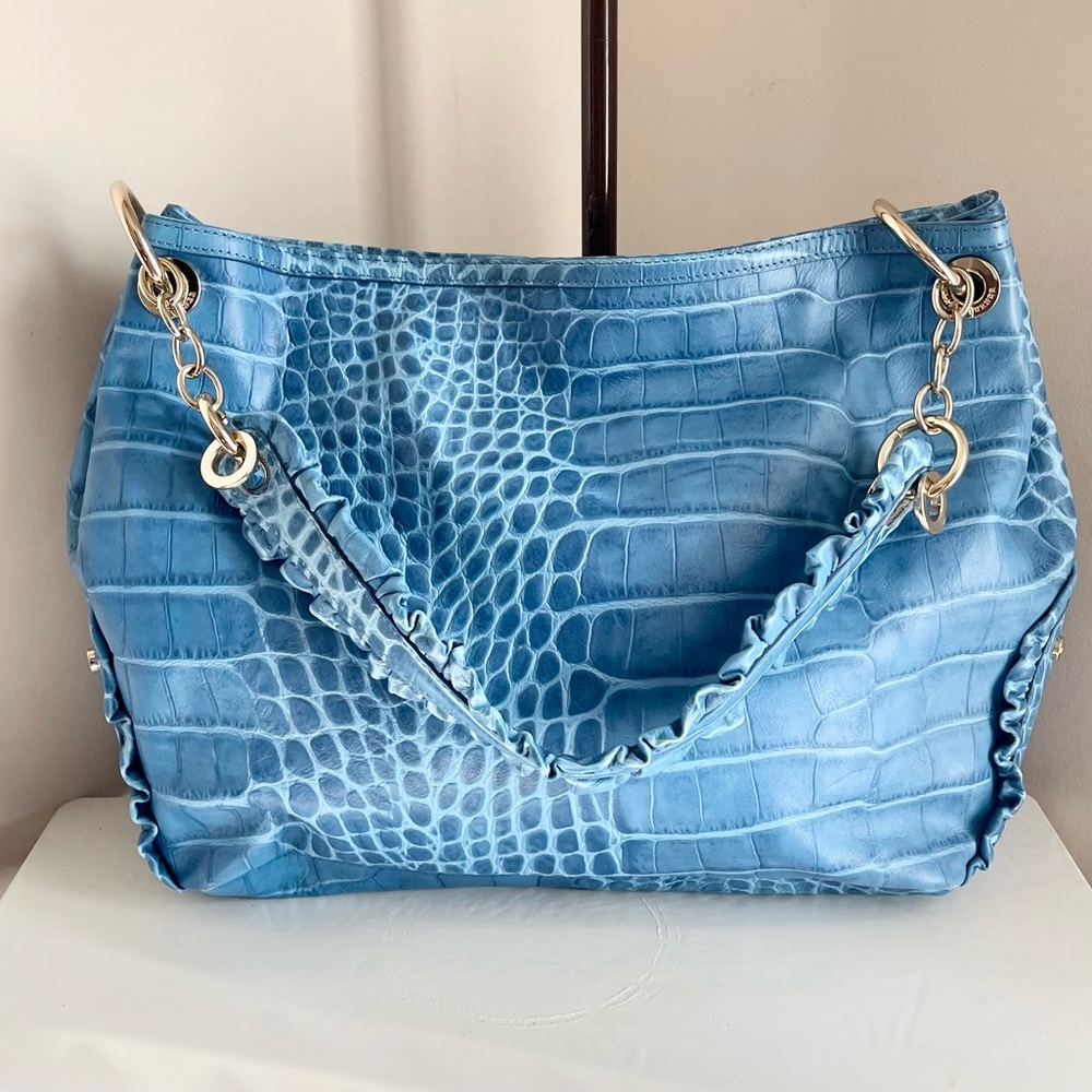 💋DOONEY & BOURKE, Blue Vintage Leather Bag - 16” x 12”